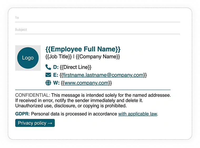 example of company email signature with disclaimer