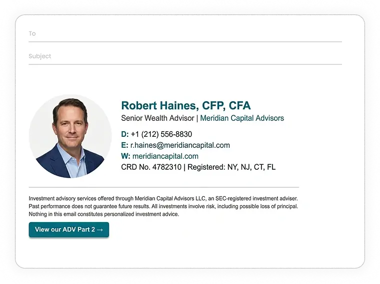 professional financial advisor email signature example