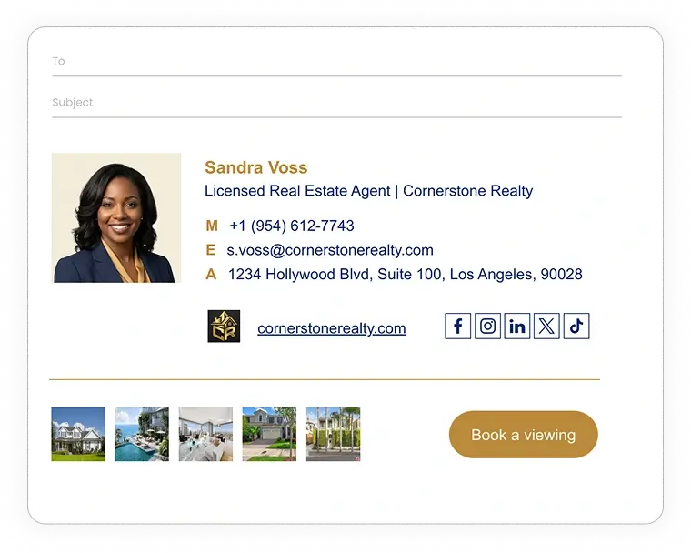 Real estate company emails signature example