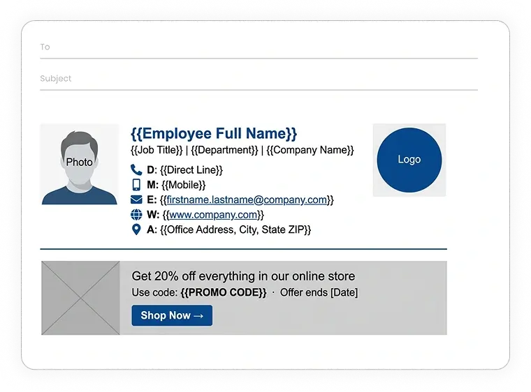 example of company email signature used for promotions