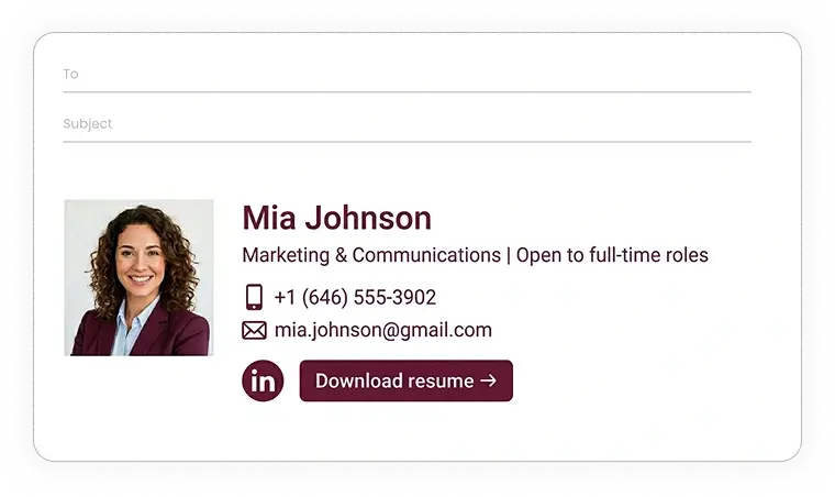 professional resume email signature example
