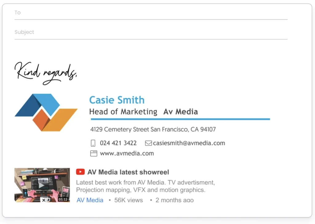 Startup email signature with company logo