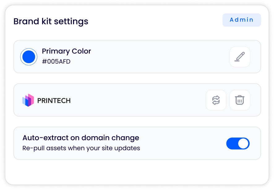 Branded kit settings