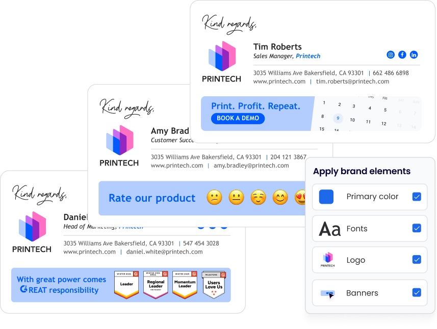 Email signatures using branded kit