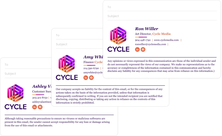 Assign different email disclaimers to different departments from one central dashboard