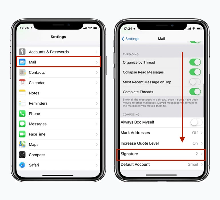 how-to-add-email-signature-on-iphone-Step-2-and-3-open-signature-settings-min