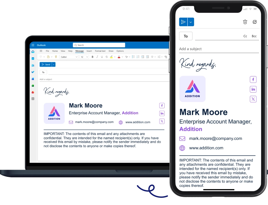 centralized email disclaimer management for mobile and desktop