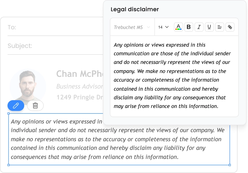 Add legal disclaimer to your email signature